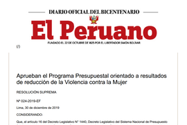 02 - Resolución Suprema 024-2019-EF que aprueba el Programa Presupuestal orientado a resultados de reducción de la Violencia contra la Mujer