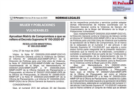 06 - Resolución Ministerial 088-2020-MIMP Aprueban Matriz de Compromisos a que se refiere el Decreto Supremo 110-2020-EF