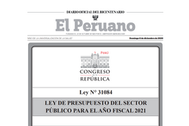 Ley N° 31084 ley de presupuesto del sector público para el año fiscal 2021